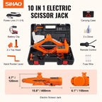 SIHAO 6600lbs 12V Electric Scissor Jack – Remote-Controlled Car Lift with Dual Safety Pads, Fast 3-Ton Lifting for SUV, Sedan, and Light Truck, Emergency Tire Change Made Easy