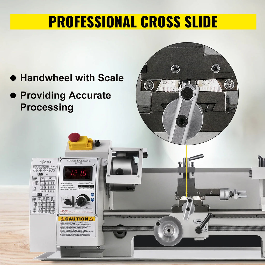 SIHAO Compact Benchtop Metal Lathe 8×14 Inch, Variable‑Speed Hobby Turning Machine, All‑in‑One Metalworking Tool for Turning, Drilling, Threading, Milling DIY Craft Projects