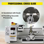 SIHAO Compact Benchtop Metal Lathe 8×14 Inch, Variable‑Speed Hobby Turning Machine, All‑in‑One Metalworking Tool for Turning, Drilling, Threading, Milling DIY Craft Projects