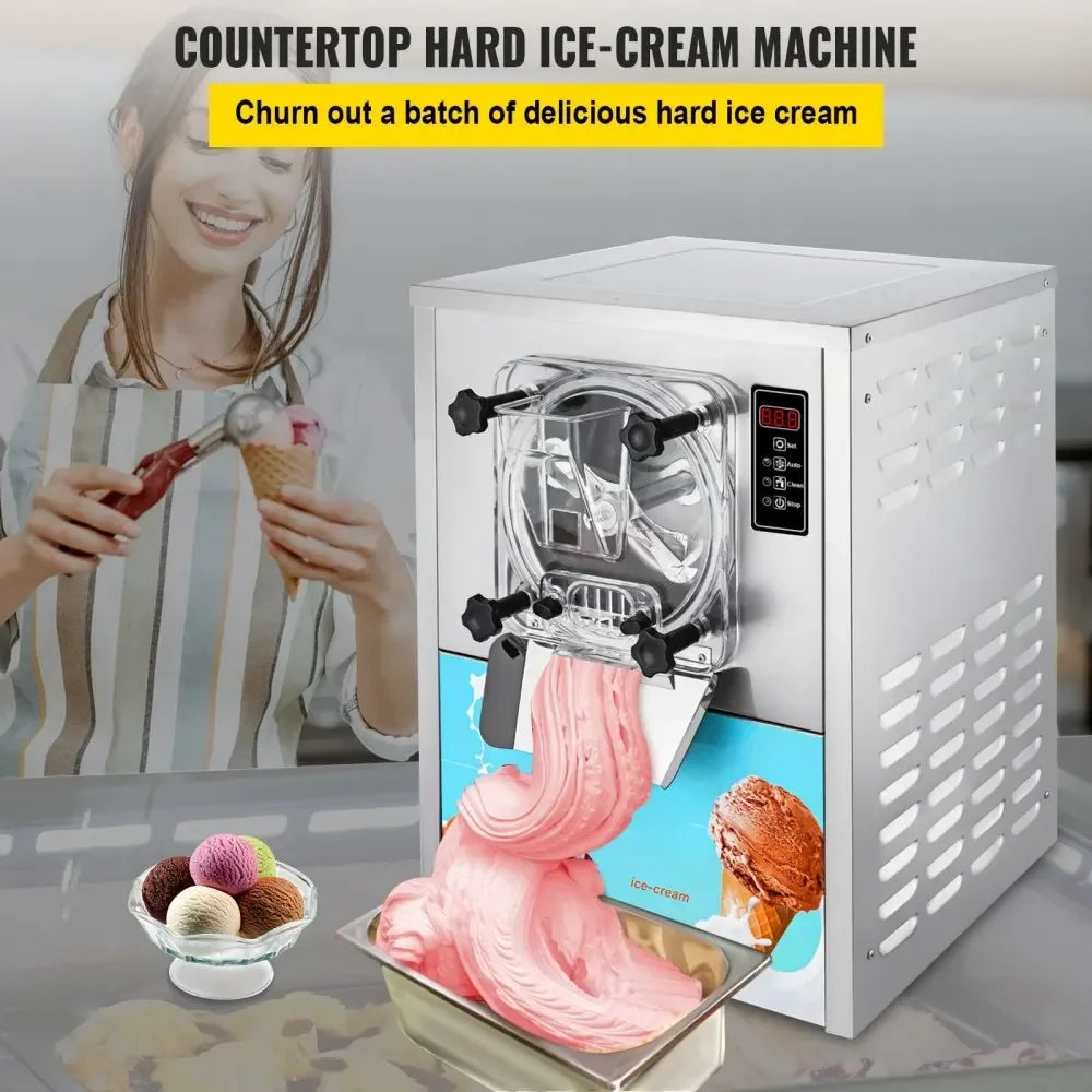 SIHAO Commercial Ice Cream Machine 1400W Hard Ice Cream Maker 16-20L/H Stainless Steel Frozen Dessert Equipment