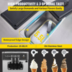SIHAO Commercial Ice Cream Machine 1400W Fast Freezing Dessert Shop Equipment 16-20L/H Stainless Steel Frozen Display System