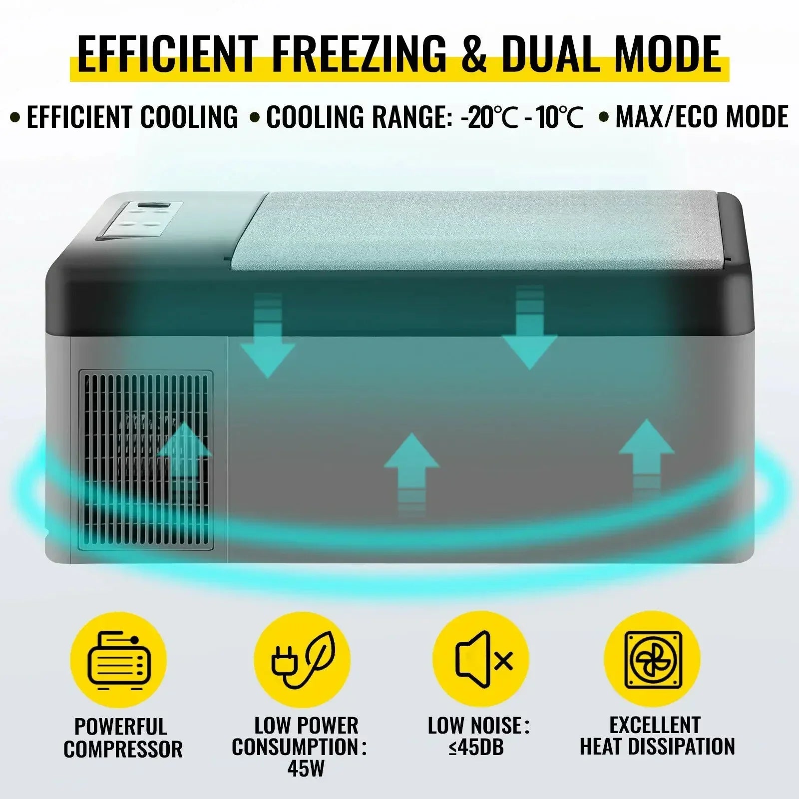 SIHAO 15L Car Fridge Freezer 12V/24V Portable Compressor Cooler - Mini Refrigerator for Trucks, Camping, RV & Outdoor Travel