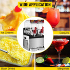 SIHAO 500W Commercial Slush Machine – Dual 15L Tanks (30L Total), Digital Temp Control for Bars, Cafés & Smoothie Shops