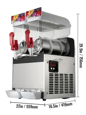 SIHAO 500W Commercial Slush Machine – Dual 15L Tanks (30L Total), Digital Temp Control for Bars, Cafés & Smoothie Shops