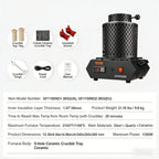 SIHAO 1350W Electric Melting Furnace Portable Metal Melting Furnace Gold Silver and Aluminium Quartz Crucible Equipment Melting