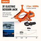 SIHAO 6600lbs 12V Electric Scissor Jack – Remote-Controlled Car Lift with Dual Safety Pads, Fast 3-Ton Lifting for SUV, Sedan, and Light Truck, Emergency Tire Change Made Easy
