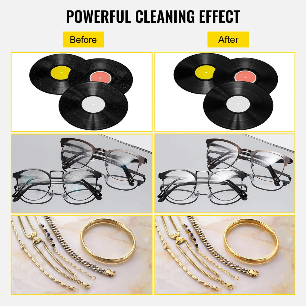 SIHAO 6L Ultrasonic Cleaner 180W Ultrasonic Vinyl Cleaner 7-12 Inch 8 Records Ultrasonic Records Cleaner W/Drying Rack for Home