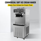SIHAO Commercial Ice Cream Machine 1400W Fast Freezing Dessert Shop Equipment 16-20L/H Stainless Steel Frozen Display System