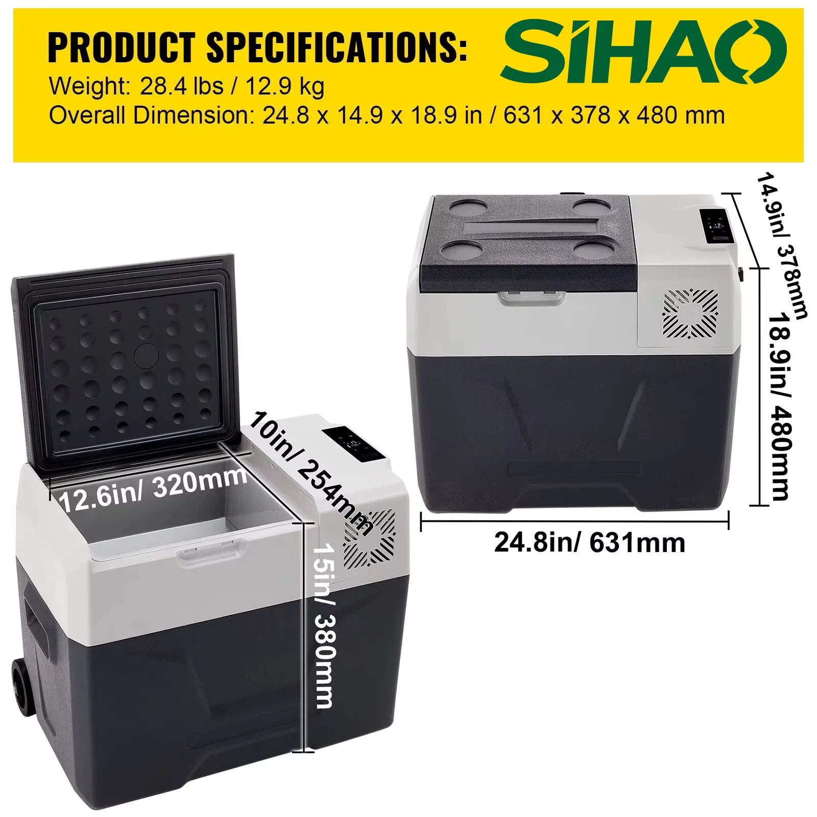 SIHAO 30/40/50L Portable Car Fridge - 12/24V Dual Zone Compressor Cooler for Truck/RV/Boat Outdoor Camping & Home, DC/AC Freezer