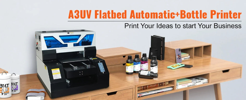 SIHAO A3/A4 UV Flatbed Printer – 2880x1440DPI, Auto Height Adjustment, Prints on Phone Cases, Bottles, Wood & Metal