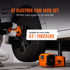 SIHAO 5T Electric Car Jack Kit – Built-in Impact Wrench, Air Pump & LED, for Cars & Trucks