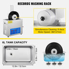 SIHAO 6L Ultrasonic Cleaner 180W Ultrasonic Vinyl Cleaner 7-12 Inch 8 Records Ultrasonic Records Cleaner W/Drying Rack for Home
