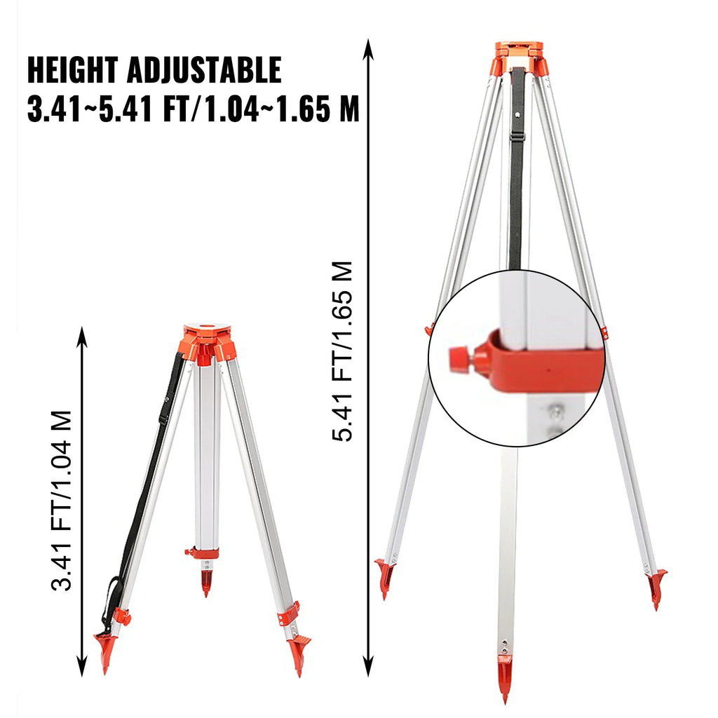 SIHAO 1.65M Laser Level Tripod & Staff Kit – Adjustable Height Aluminum Stand with Ruler for Engineering Surveying & Mapping