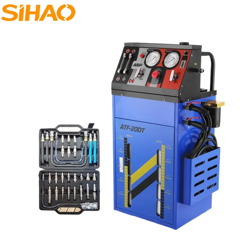 SIHAO ATF-20 Automatic Transmission Fluid Flush Machine – 220V Equal Exchange Cleaner, 0-60PSI Adjustable, 12L Tank + 28 Connectors for Gas/Diesel Cars