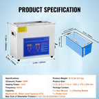 SIHAO Ultrasonic Cleaning Machine Digital Heated Cleaner for Jewelry, Glasses & Small Parts—Versatile Cleaning for Home & Commercial Use