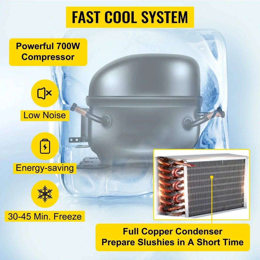 SIHAO 500W Commercial Slush Machine – Dual 15L Tanks (30L Total), Digital Temp Control for Bars, Cafés & Smoothie Shops