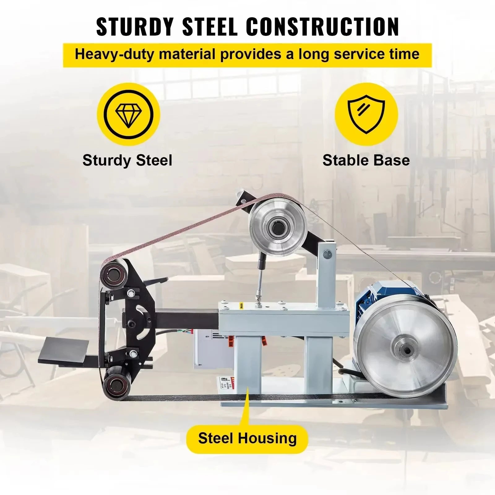 SIHAO 1.5KW Electric Belt Sander 2x82in Variable Speed Grinder Machine 3 Speed Bench Polishing Tool for Knife Making Sharpening Metalwork