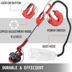 SIHAO 750W Drywall Sander with Variable Speed – Dust-Extraction System, Professional Wall Polishing Tool for Home Renovation