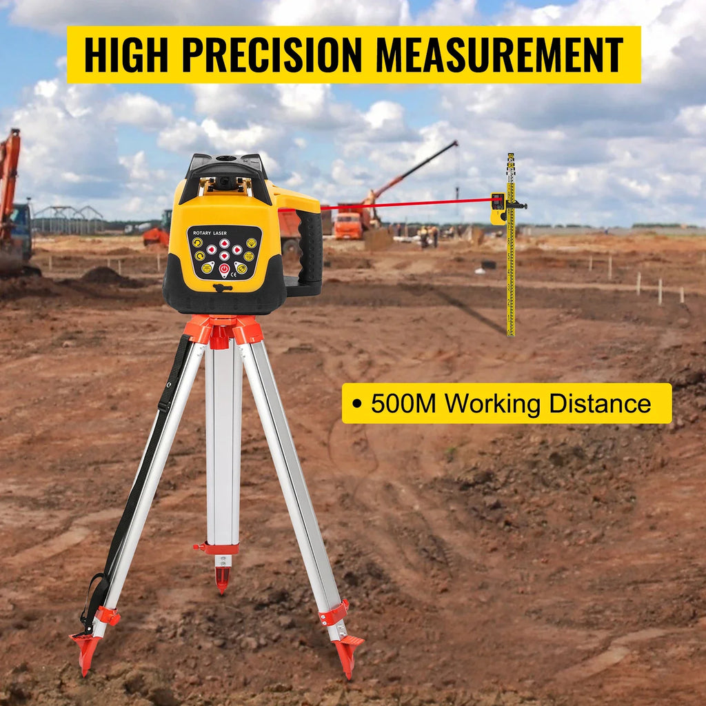 SIHAO 360 Rotary Laser Level Self Leveling Vertical Horizontal Line Tool with Receiver Outdoor Indoor Construction Measuring Instrument