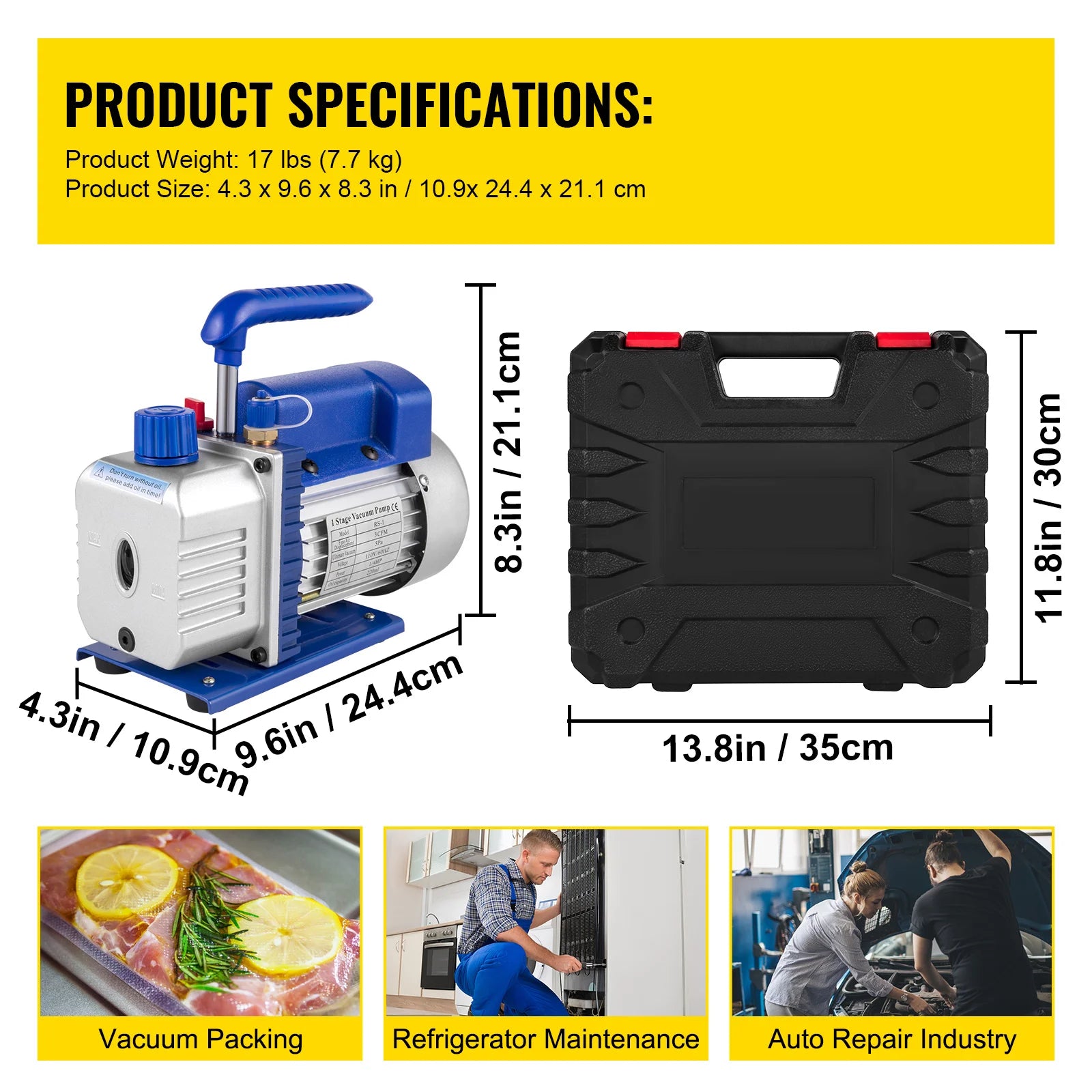 SIHAO Professional HVAC Vacuum Pump & Manifold Gauge Set — 25 Micron Deep Vacuum for  HVAC/Car AC Refrigerant Charging