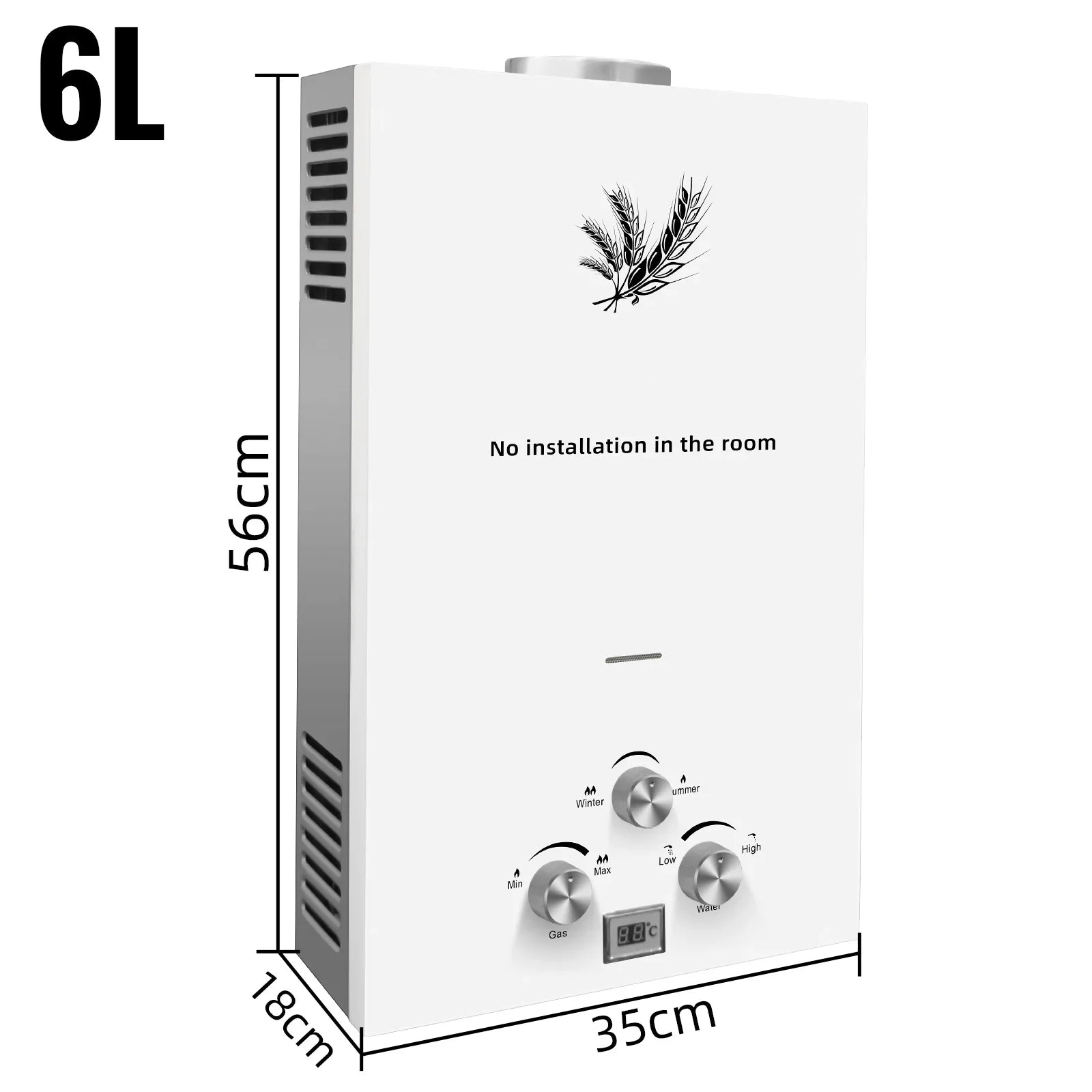 SIHAO 6–18L LPG Instant Tankless Water Heater – Energy-Efficient Stainless Steel, LED Display, Smart Temp Control, Overheat & Dry-Burn Protection, Compact Indoor/Outdoor Unit for Home, RV, and Cabin