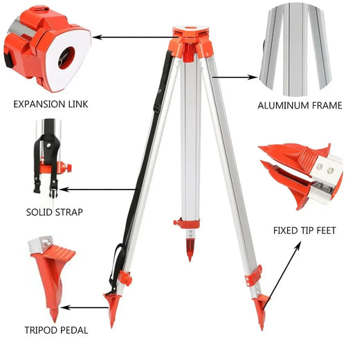 SIHAO 1.65M Laser Level Tripod & Staff Kit – Adjustable Height Aluminum Stand with Ruler for Engineering Surveying & Mapping