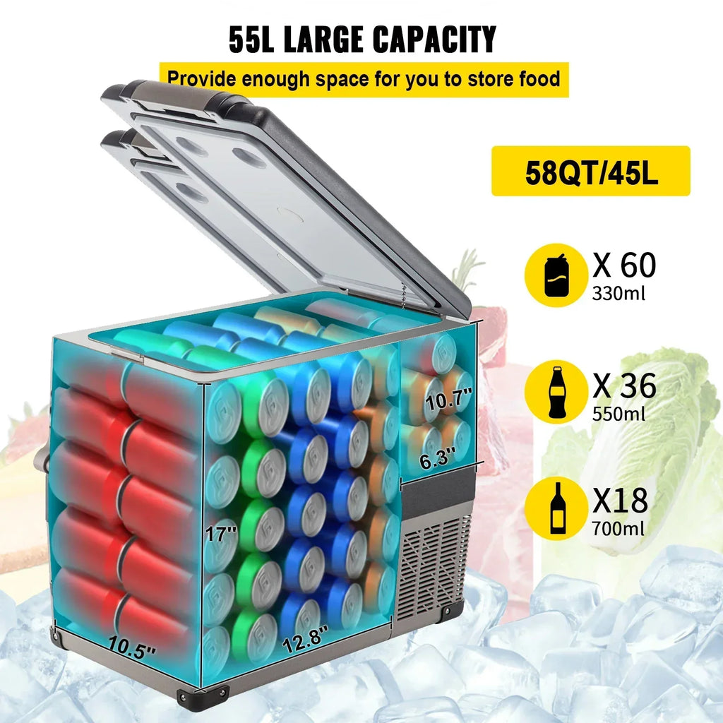 SIHAO Car Refrigerator 20L-55L Mini Fridge Freezer Portable Compressor Cooler 12/24V DC 110-240V Ice Box for Camping Driving