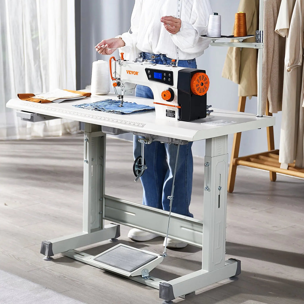 SIHAO 550W Industrial Sewing Machine – Digital Servo Lockstitch, 5000SPM, for Leather & Canvas, with Worktable & Control Panel