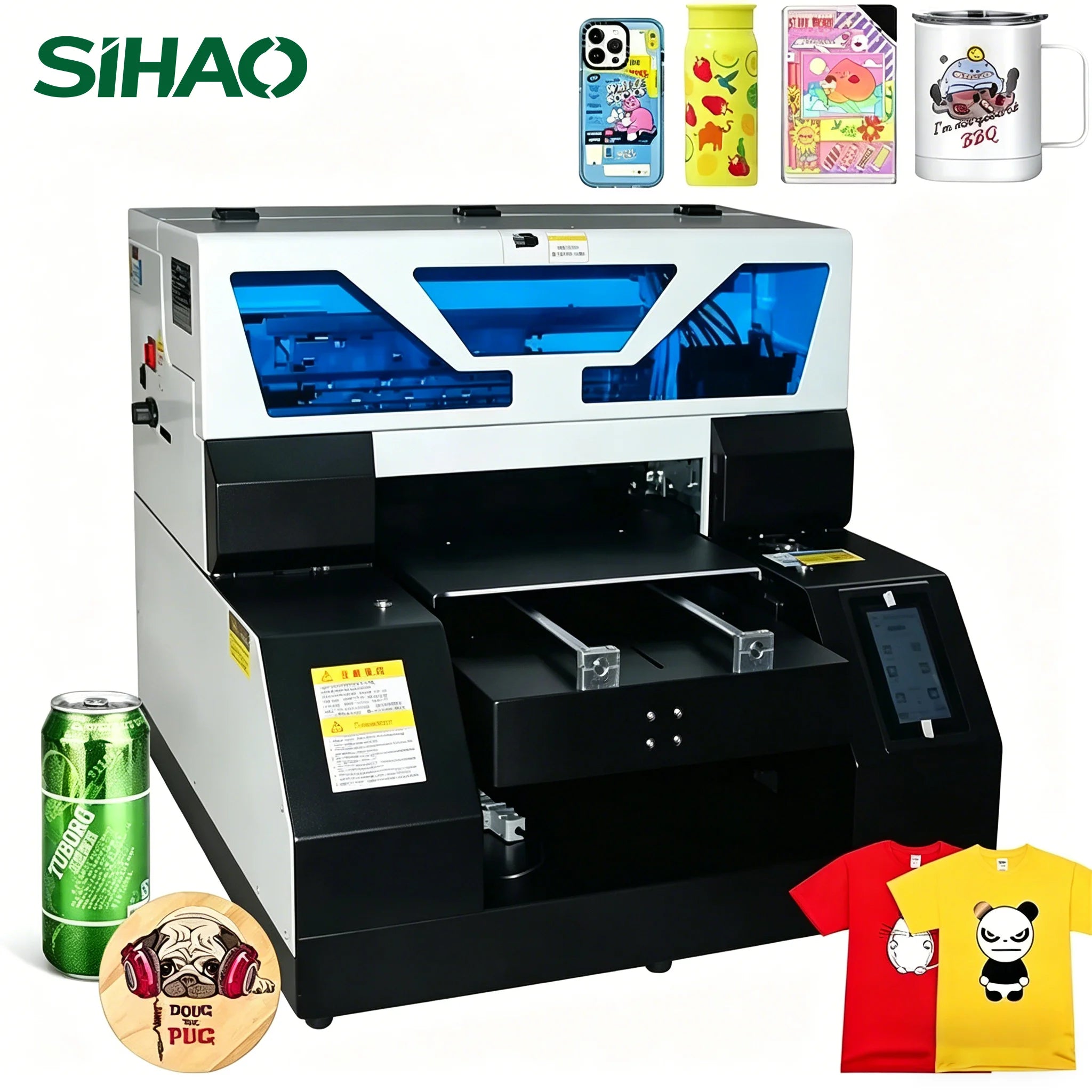 SIHAO A3/A4 UV Flatbed Printer – 2880x1440DPI, Auto Height Adjustment, Prints on Phone Cases, Bottles, Wood & Metal