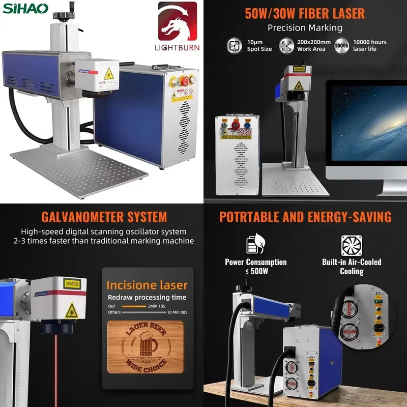 SIHAO 20W-50W Laser Marking Engraver – Deep Engraving on Stainless Steel, Gold, Silver, Brass & Titanium, for Jewelry, Tools & Electronics