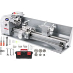 SIHAO 1100W Mini Metal Lathe – 220mm Swing X 600mm Between Centers, Variable Speed, 3-Jaw Chuck, Precision Benchtop Lathe for Drilling & Threading