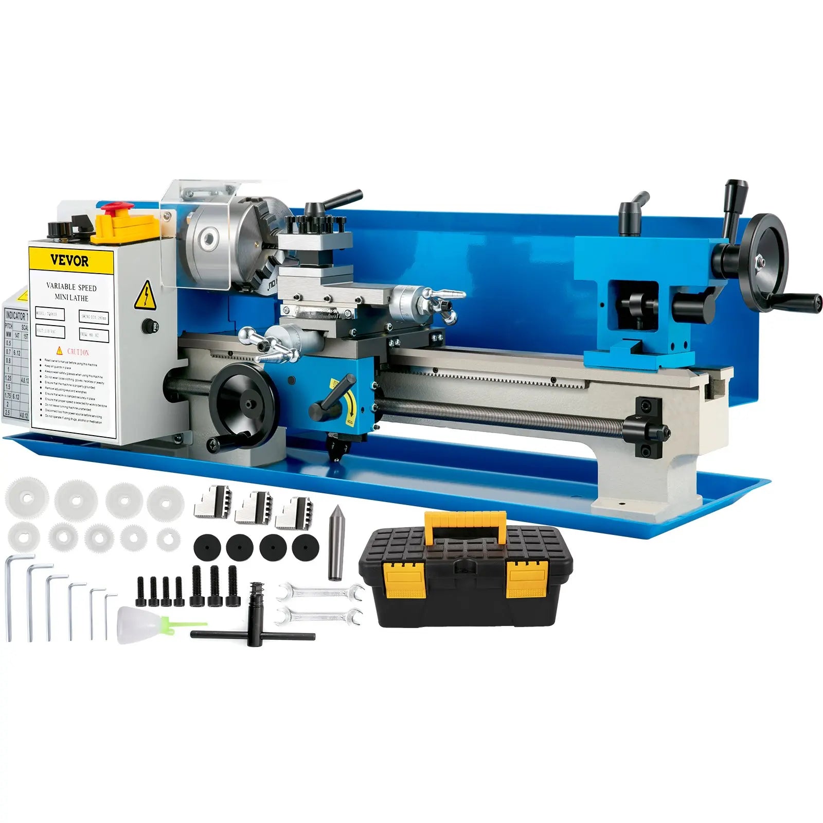 SIHAO Metal Mini Lathe Machine Mini Metal Lathe 7"x14" 550W 180x350mm Variable Speed with 3 Jaw Chuck for Metalworking Machine