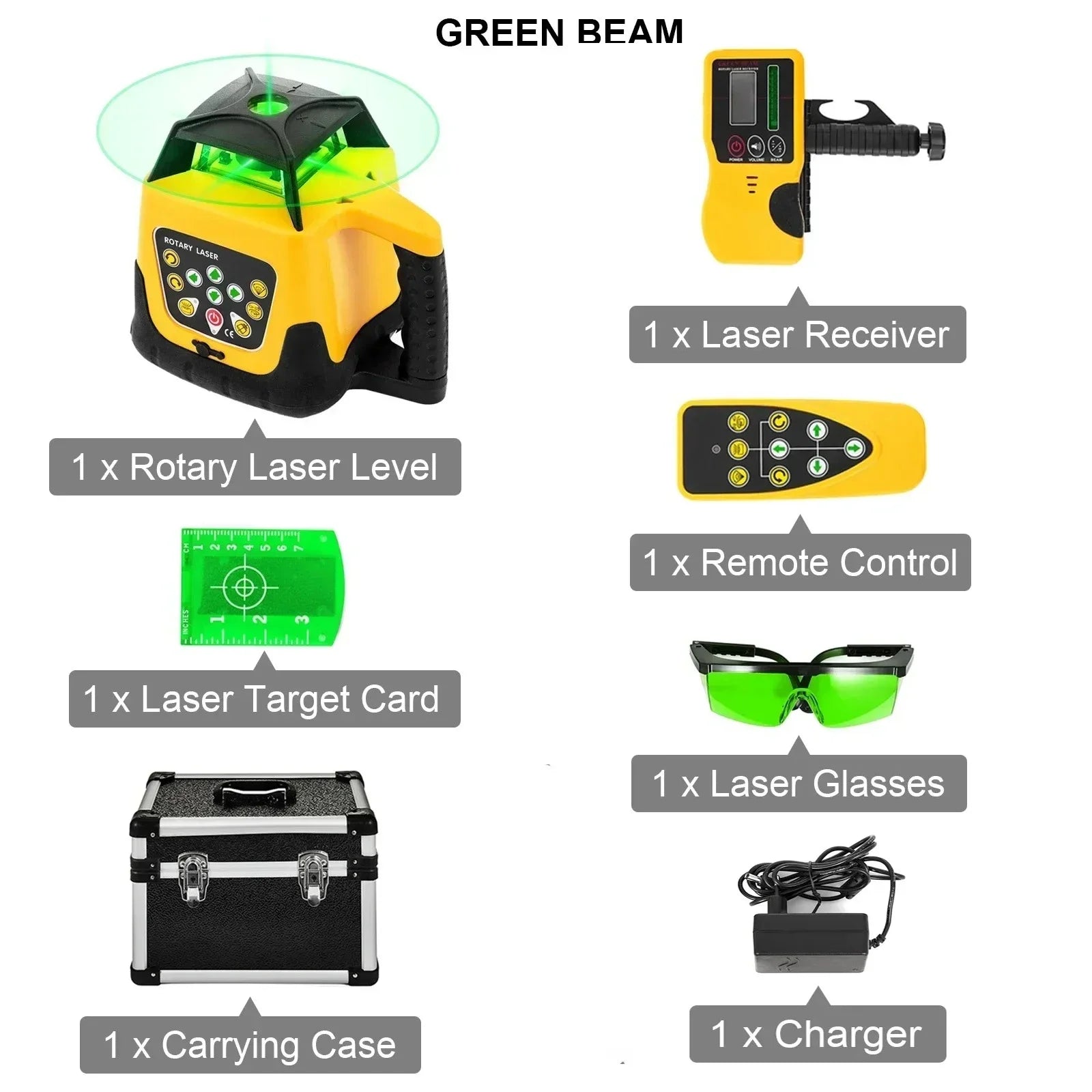 SIHAO 360 Rotary Laser Level Self Leveling Vertical Horizontal Line Tool with Receiver Outdoor Indoor Construction Measuring Instrument