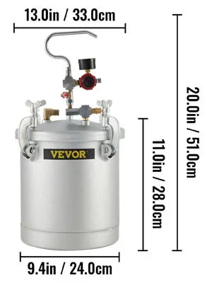 SIHAO 10L/2.6Gal Airless Paint Sprayer – Pressure Pot with Spray Gun & Hose, Heavy Duty for Home & Commercial, Includes 2-Year Warranty