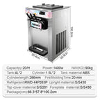 SIHAO Soft Serve Ice Cream Machine Ice Cream Machine 20-28 L/h Ice Cream Machine Ice Cream 3 Flavor