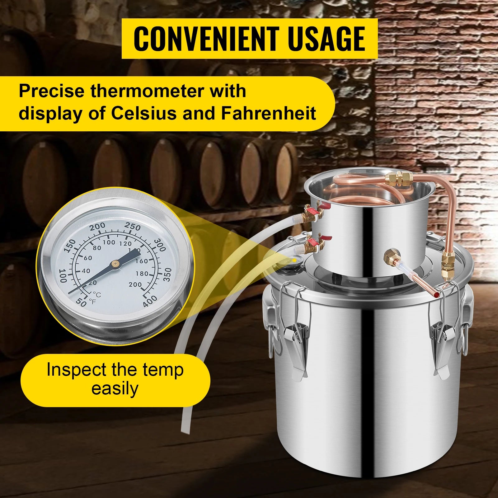 SIHAO 5 Gallon Distiller Kit – Stainless Steel & Copper Moonshine Alcohol Still, Water/Wine/Essential Oil Brewer with Pump, for Home DIY