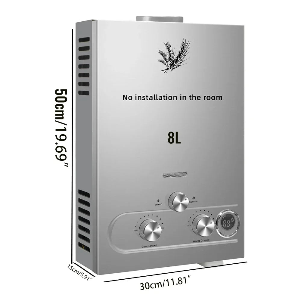 SIHAO 6L–18L LPG Tankless Water Heater – Instant Propane/Butane Gas Hot Water System, On-Demand Flow, Compact Indoor/Outdoor Unit for Home, RV, Cabin, and Camping