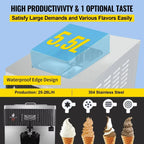 SIHAO Commercial 220V Desktop Ice Cream Machine 5.5L Single Hopper - Frozen Yogurt & Soft Serve Maker with Cold Storage Tray