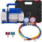 SIHAO Professional HVAC Vacuum Pump & Manifold Gauge Set — 25 Micron Deep Vacuum for  HVAC/Car AC Refrigerant Charging