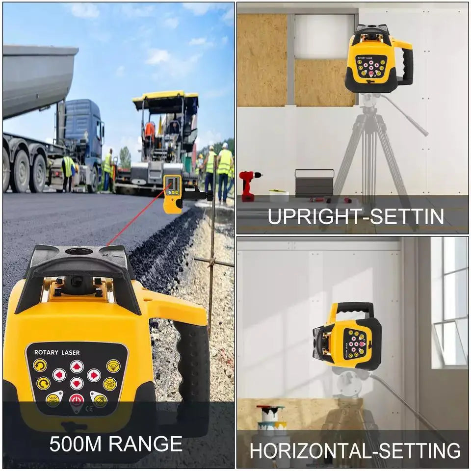 SIHAO 360 Rotary Laser Level Self Leveling Vertical Horizontal Line Tool with Receiver Outdoor Indoor Construction Measuring Instrument