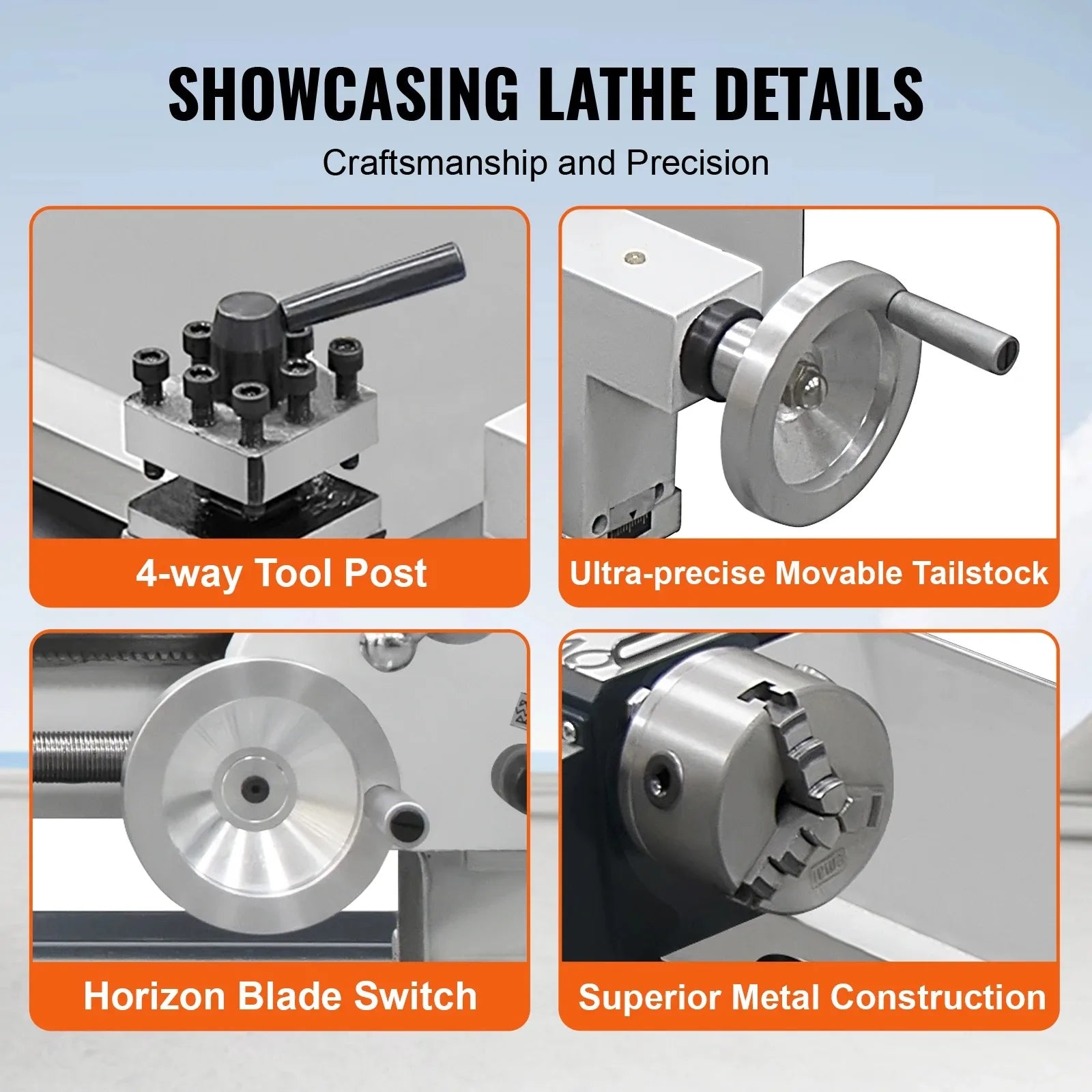 SIHAO 1500W Mini Metal Lathe 220x500mm, 9x20" Bench Table Top Lathe, 3-Jaw Chuck 100mm, MT5 MT2, 0-2500RPM Stepless Speed, Digital Display, Imperial Metric Thread 12-52TPI 0.5-2.5mm, Spindle Accuracy 0.01-0.02mm, for Precision Metal Turning Processing