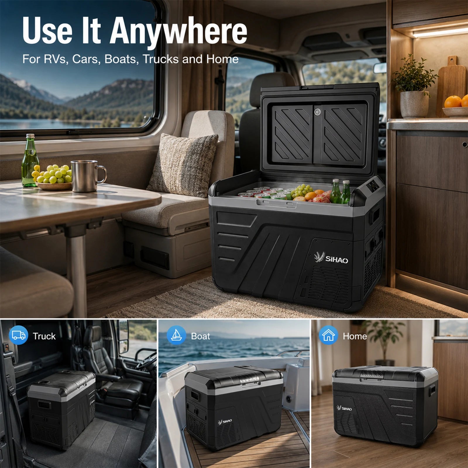 SIHAO 30L 35L 45L 12V 24V Car Fridge Freezer Portable Single Zone Compressor Refrigerator for Camping Truck RV Outdoor