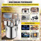 SIHAO Copper & Stainless Steel Moonshine Still – Home Alcohol Distiller with Built-in Thermometer & Condenser for Whiskey, Brandy & Essential Oils