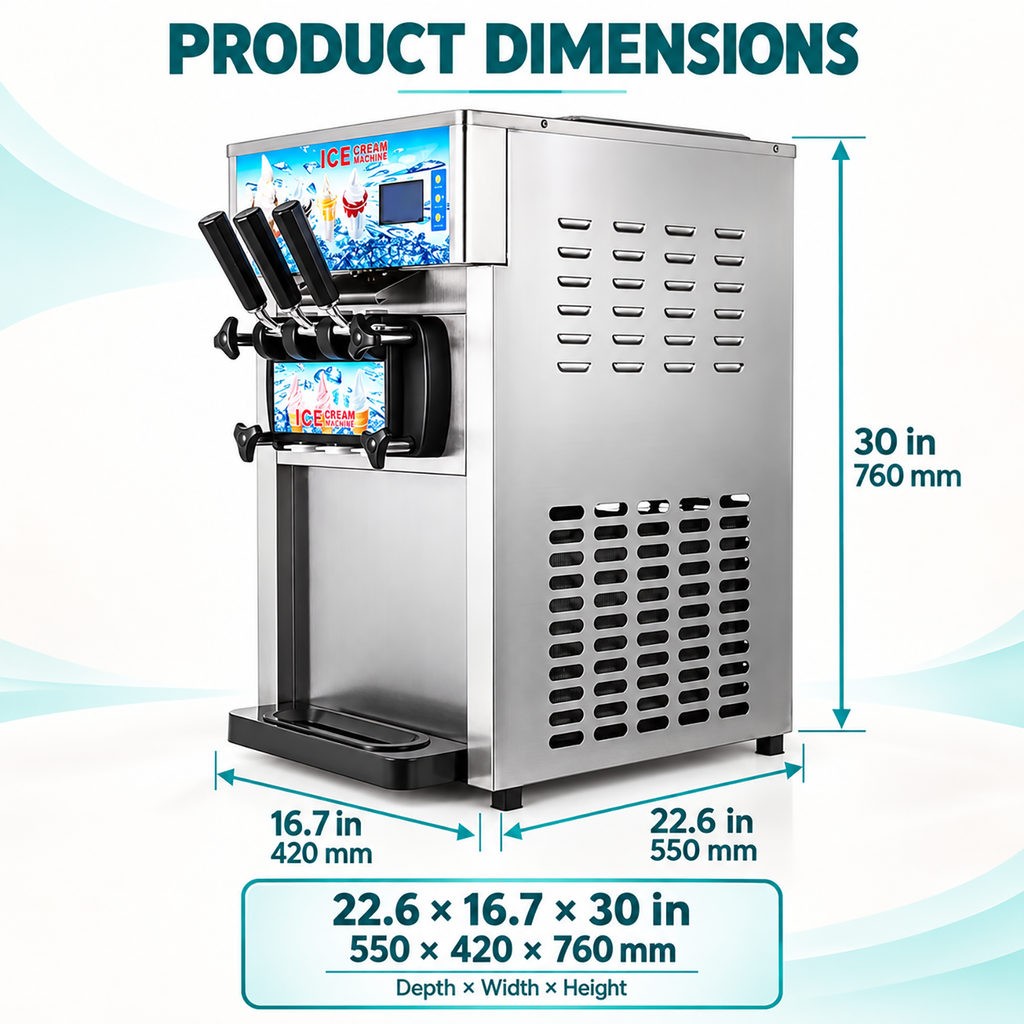 SIHAO ZM-A168 Commercial Soft Serve Ice Cream Machine | 3 Flavors, Pre-Cooling, Tabletop