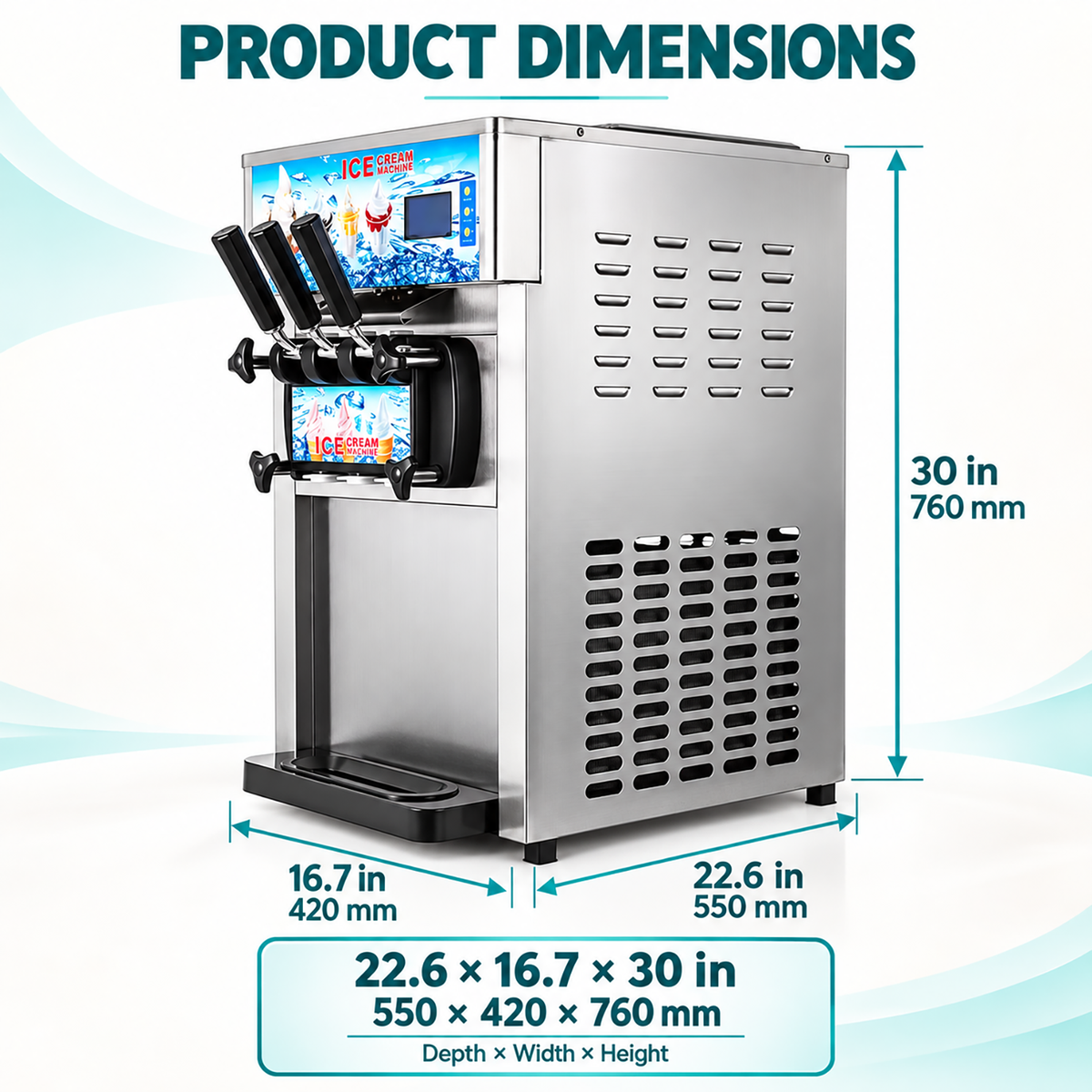 SIHAO ZM-A168 Commercial Soft Serve Ice Cream Machine | 3 Flavors, Pre-Cooling, Tabletop