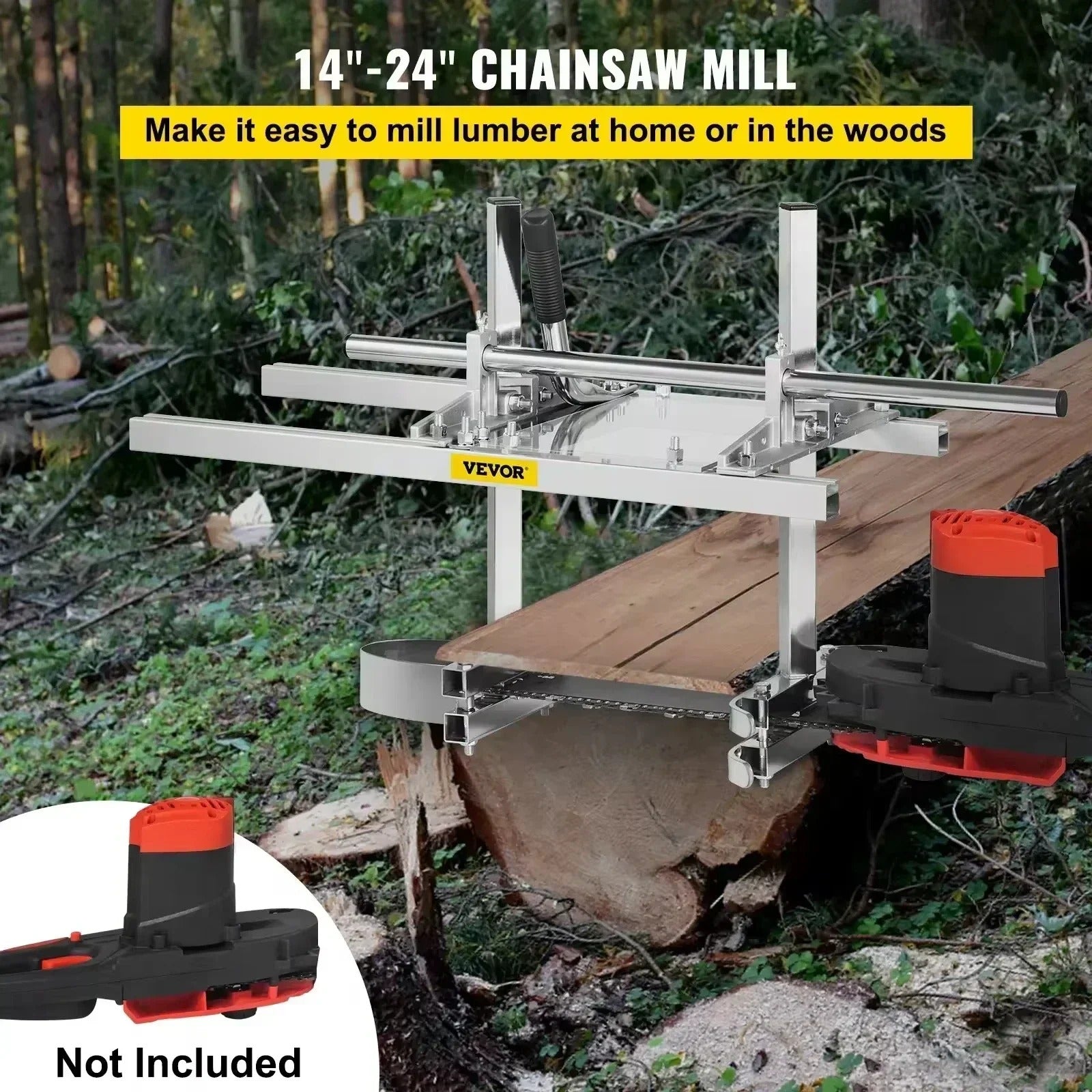 SIHAO Heavy-Duty Portable Chainsaw Planking Mill – 14-24" Adjustable Guide for Precision Log Slicing, Rust-Resistant Aluminum-Steel Frame