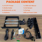 SIHAO A4 UV Printer, DTF UV LED Inkjet Printer with Rotary Attachment, 5760x1440dpi USB, for Bottles Paper Phone Cases PVC