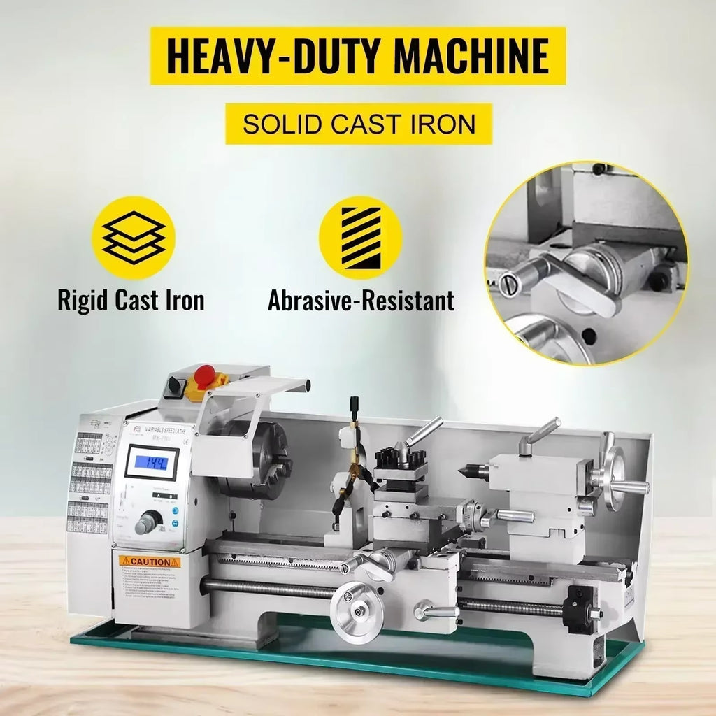 SIHAO 750W Metal Lathe — 8.3" Swing Over Bed, 21mm Spindle Bore, MT5 Taper, 0–2250 RPM Variable Speed Benchtop Lathe with Metal Gears for Threading & Precision Machining