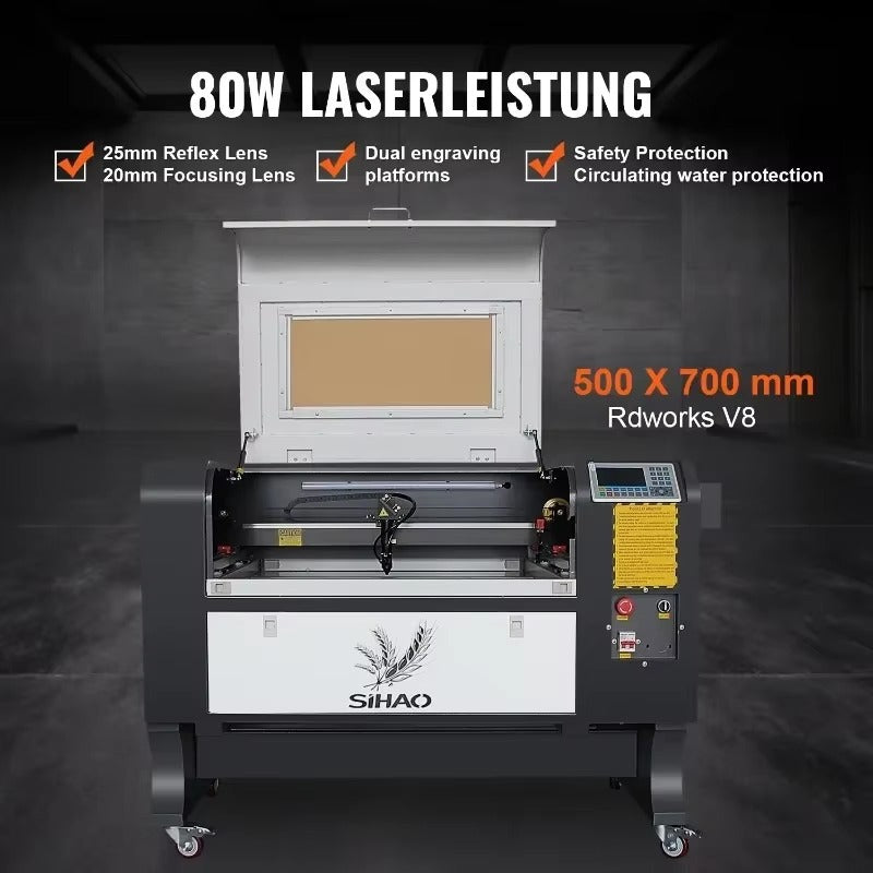 SIHAO CO2 Laser Engraver 60x90cm Laser Cutting Machine with Industrial Digital Control for Wood Acrylic Leather Fabric