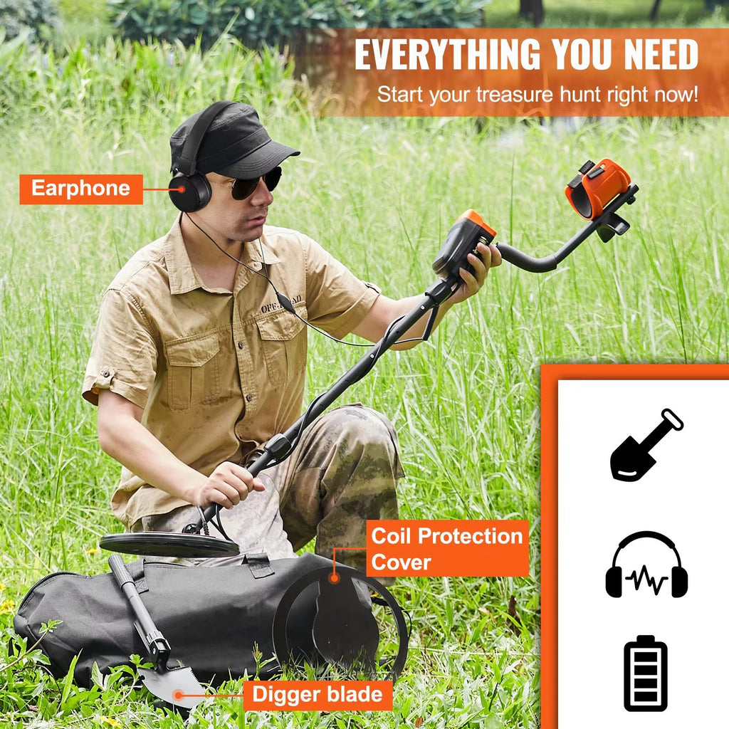 SIHAO DSP Metal Detector, 10" Waterproof Coil, 7 Modes LCD, 41-52" Adjustable Aluminum Stem for Gold & Relic Hunting